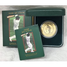 AUSTRALIA 1996 . FIVE 5 DOLLAR PROOF COIN . SIR DONALD BRADMAN TRIBUTE